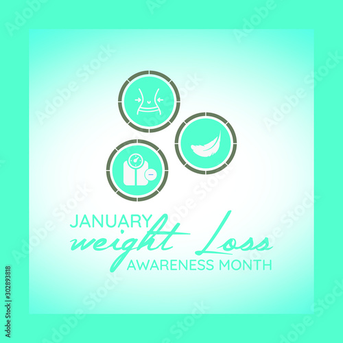 Vector illustration on the theme of Weight loss awareness month of January.