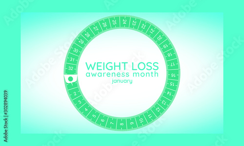Vector illustration on the theme of Weight loss awareness month of January.