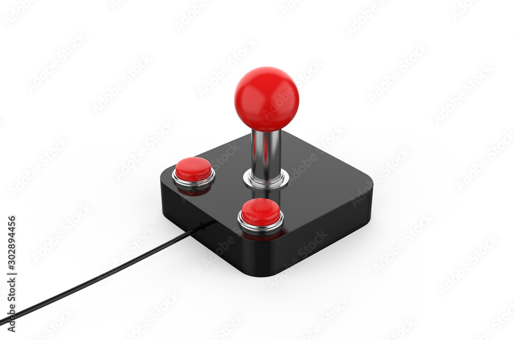 Retro game joystick, mock up template on isolated white background, 3d illustration Retro game joystick, mock up template on isolated white background, 3d illustration