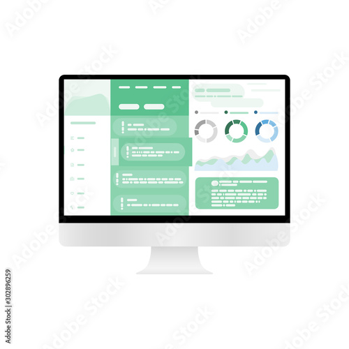 Web Design. Website template for monitor. Elements for monitor and web applications. User Interface UI and User Experience UX content organization. landing page, banner.