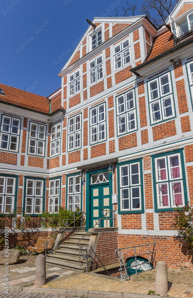Facade of a historic house in Lauenburg, Germany
