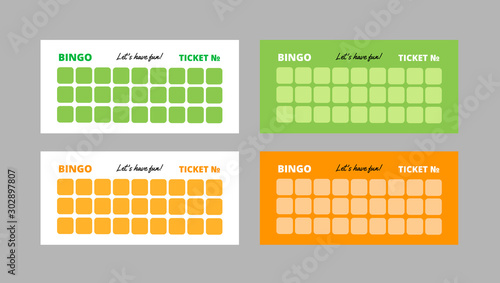 Collection of British bingo tickets with place for numbers. Vector lottery cards for party. Ready for print