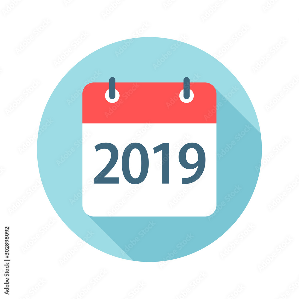 2019 year - Calendar Leaf Round Icon. Vector illustration 2019 year - Calendar Leaf Round Icon. Vector illustration