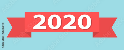 2020 year - Calendar Ribbon Icon. Vector illustration
