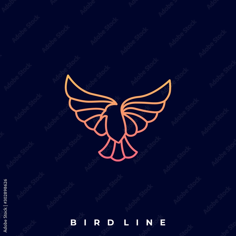 Fototapeta premium Bird Line Illustration Vector Template