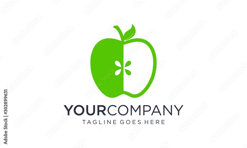 Green apple logo design concept