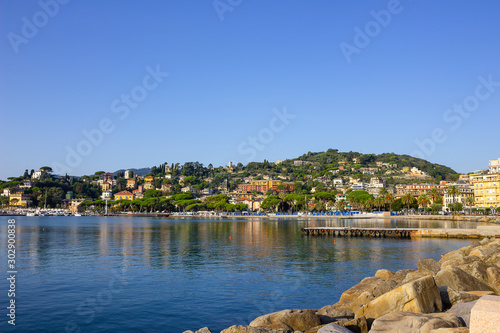 Travel view of town Rapallo at Italy