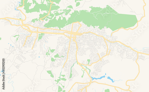 Printable street map of Pocos de Caldas, Brazil