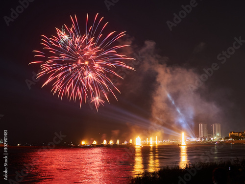 Photography Firework Over Sisowath Quay, Cambodia