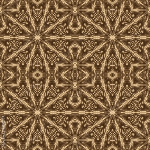 Gold symmetry pattern and geometric golden design, tile background.