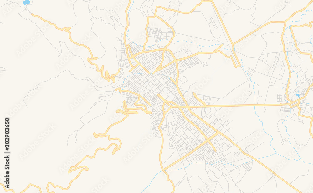 Printable street map of Cajamarca, Peru