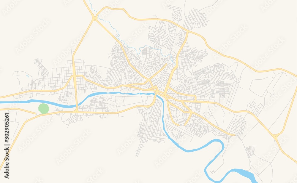 Obraz premium Printable street map of Jequie, Brazil