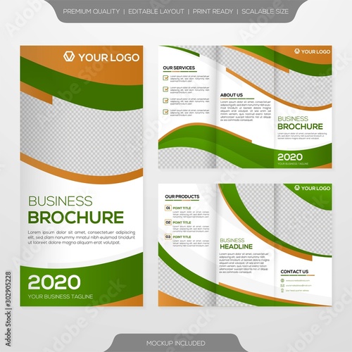 trifold brochure template design with minimalist style and modern concept