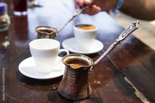 Traditional Turkish coffee and pot