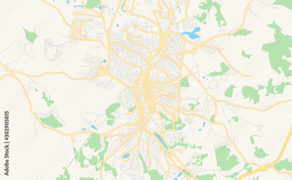 Printable street map of Braganca Paulista, Brazil