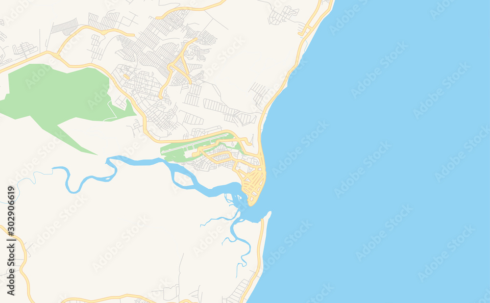 Printable street map of Porto Seguro, Brazil