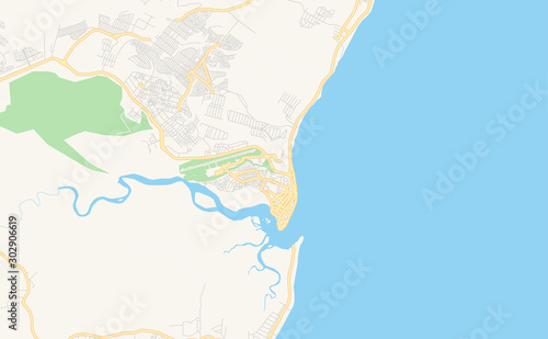 Printable street map of Porto Seguro, Brazil