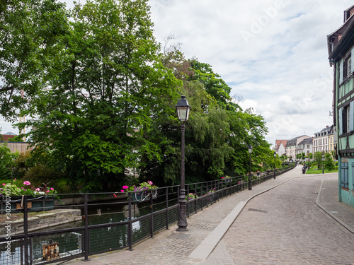 water canal in the old town, with trees