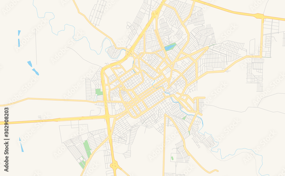 Printable street map of Jau, Brazil
