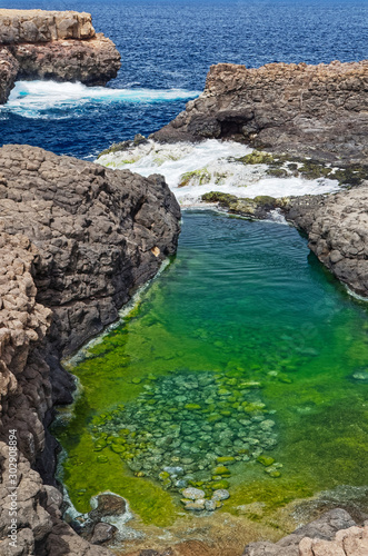 Buracona, a small rocky bay in the northwest of the island of Sal, Cape Verde