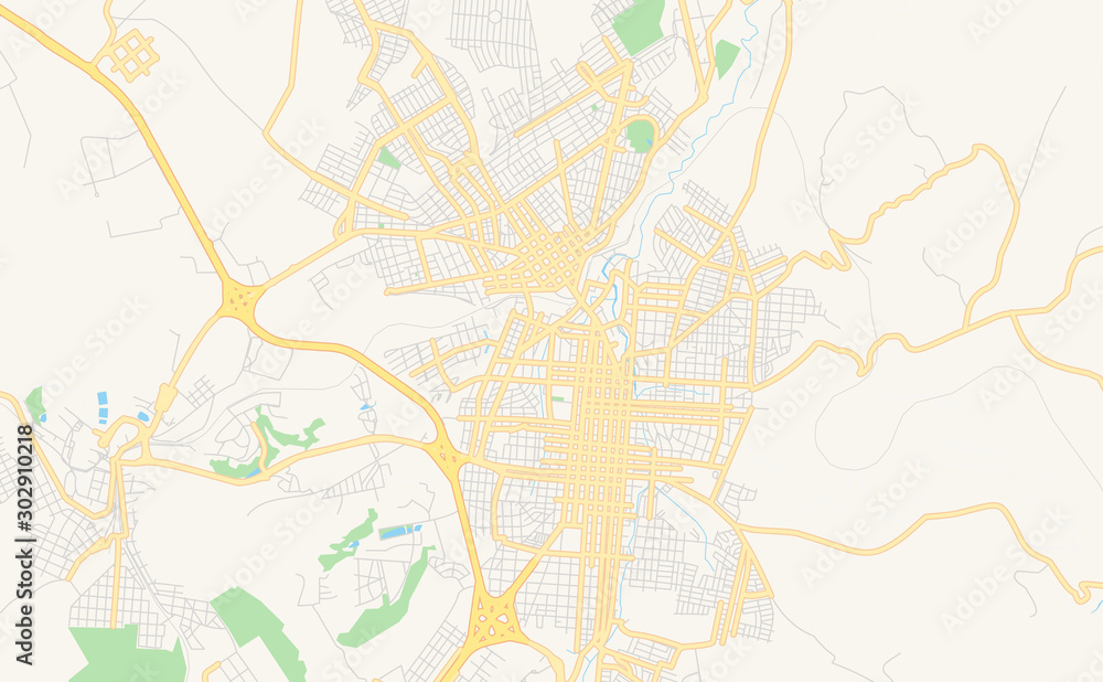 Printable street map of Botucatu, Brazil