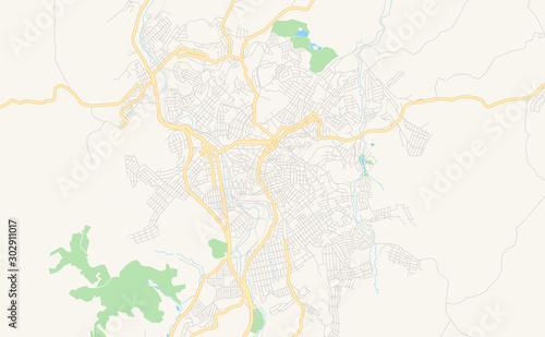 Printable street map of Conselheiro Lafaiete, Brazil