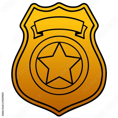 Police Badge Blank  - A cartoon illustration of a Police Badge blank.