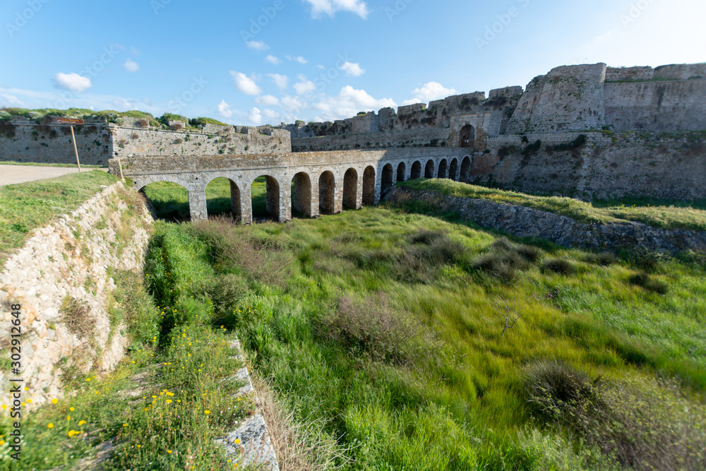 Old venetian fortress in small greek town Methoni on Peloponnese