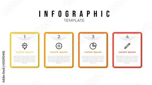 Infographic list template with 4 column points and icons