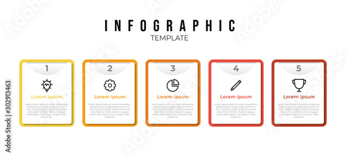 Infographic list template with 5 column points and icons