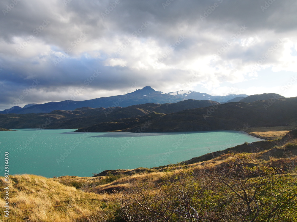 Wonderful wilderness views, beautiful clouds and lakes, Torres del Paine trekking, Torres del Paine National Park, Patagonia, Chile