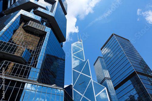 Mirrored office buildings
