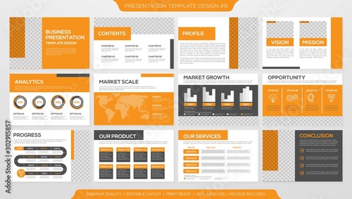 set of presentation template design with modern and minimalist layout concept
