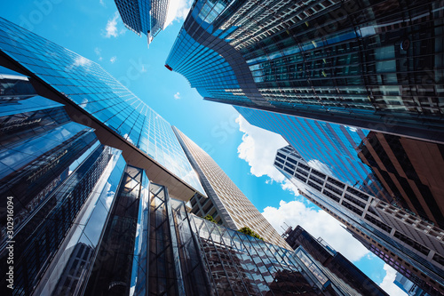 Fototapeta Modern skyscrapers shot with perspective