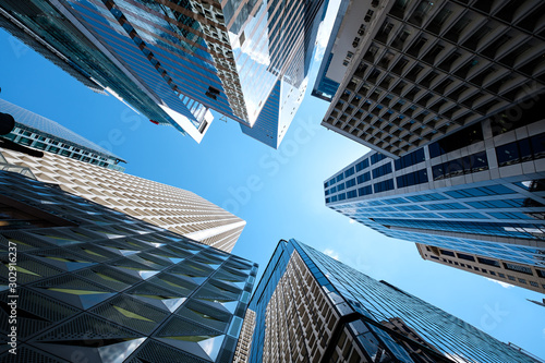 Modern skyscrapers shot with perspective