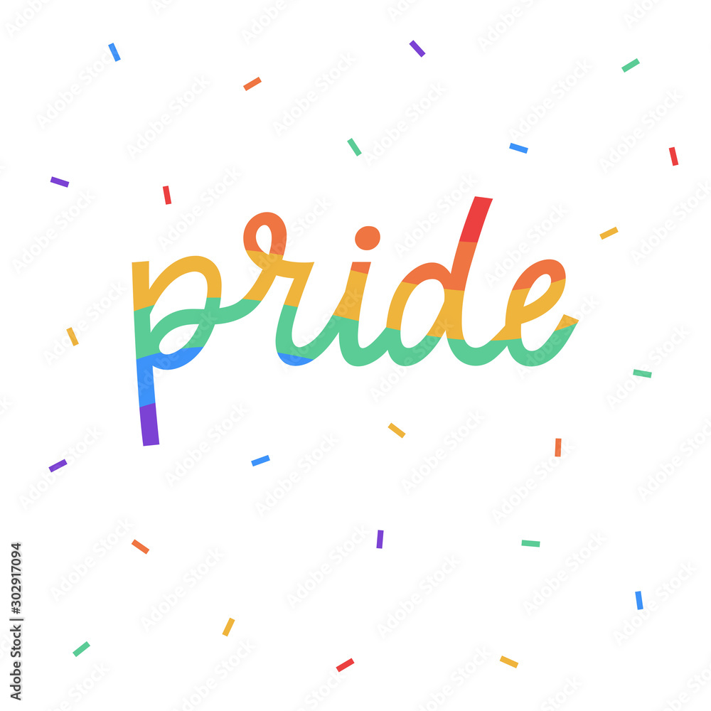 Pride icon LGBT related symbol in rainbow colors. Rainbow gay pride typography concept. Flat vector design element for poster, wallpaper, postcard. Pride day or month vector illustration. Pride icon LGBT related symbol in rainbow colors. Rainbow gay pride typography concept. Flat vector design element for poster, wallpaper, postcard. Pride day or month vector illustration.