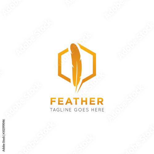 pen feather logo and icon vector illustration design template