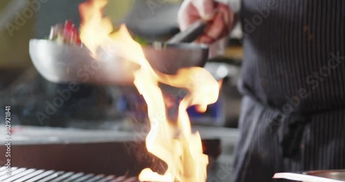 Cooking in modern kitchen