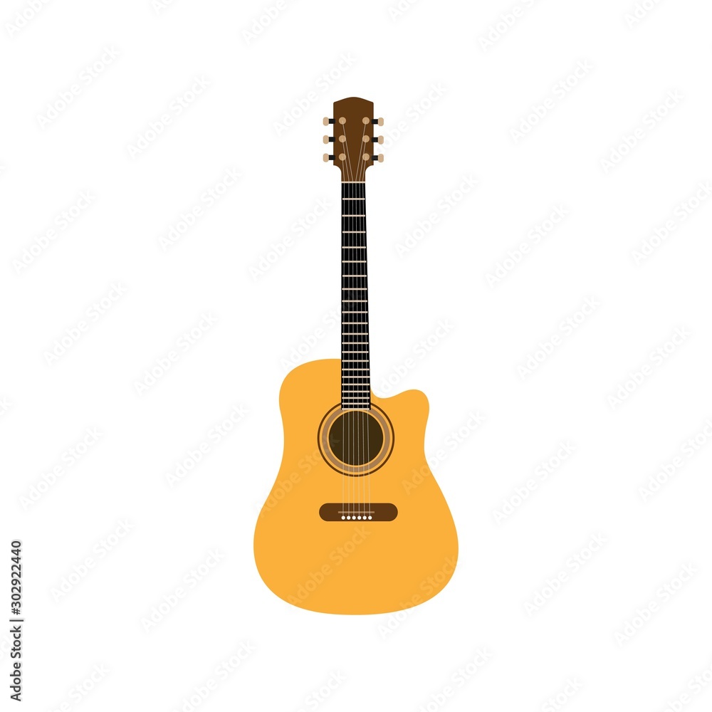 Guitar icon vector, Acoustic musical instrument sign Isolated on white background. Trendy Flat style for graphic design, logo, Web site, social media, UI, mobile app, EPS10