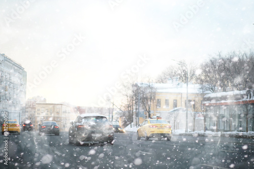 Canvas Print Traffic jam from cars in the city. Streets at rush hour.