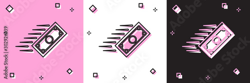 Set Fast payments icon isolated on pink and white, black background. Fast money transfer payment. Financial services, fast loan, time is money, cash back concept. Vector Illustration
