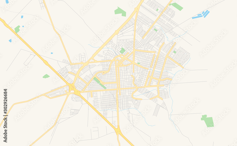 Printable street map of Birigui, Brazil
