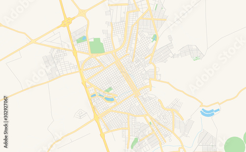 Printable street map of Barretos, Brazil