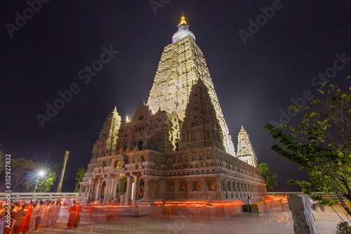 Walk with candles light around  temple, Lampang Province,Thailand