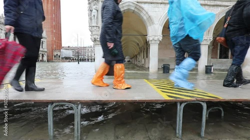 Ducal Palace in Venice in Italy in winter during the flood