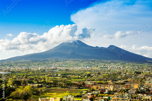the Vesuvius photographed from a panoramic point of Pompeii photo