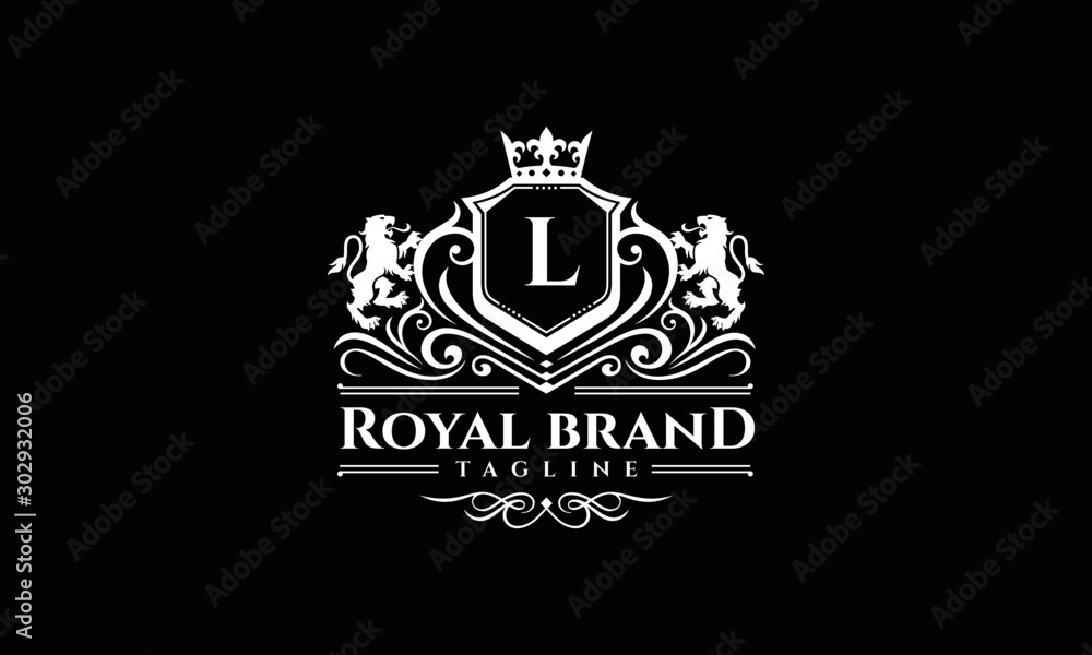 Lion Crest Logo - Royal Lion Brand Vector - obrazy, fototapety, plakaty 