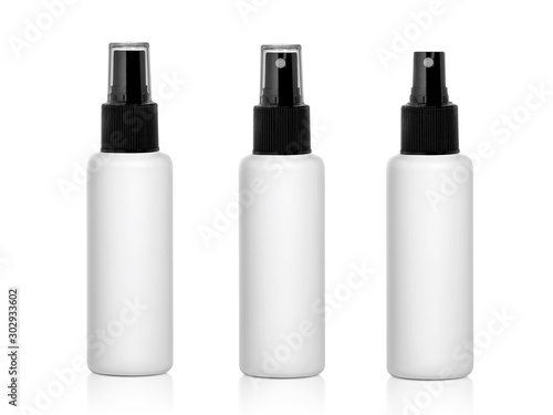 Plastic spray bottles isolated on white background