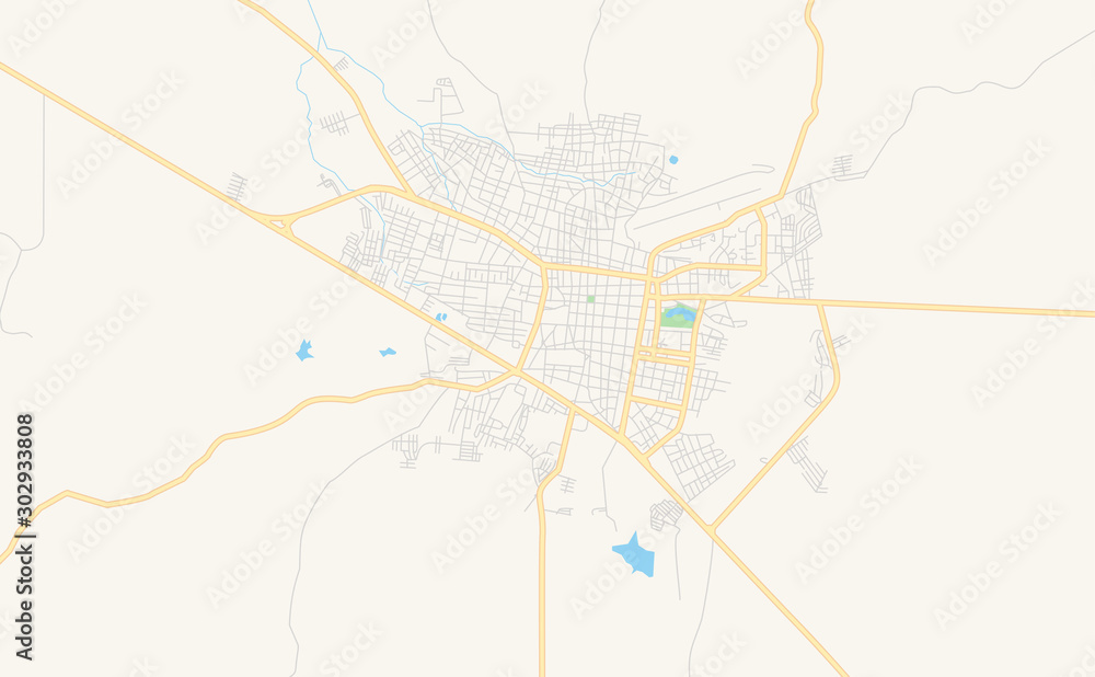 Printable street map of Valle de La Pascua, Venezuela