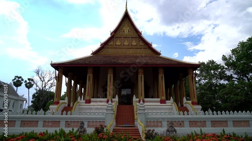 Beautiful Architecture at Haw Phra Kaew Temple, Vientiane, Laos photo